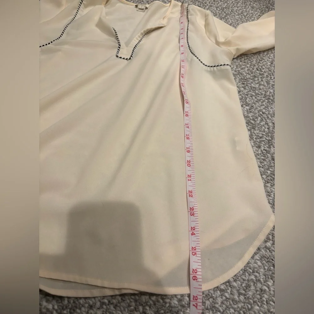 J. Crew Cream Blouse with Black Trim